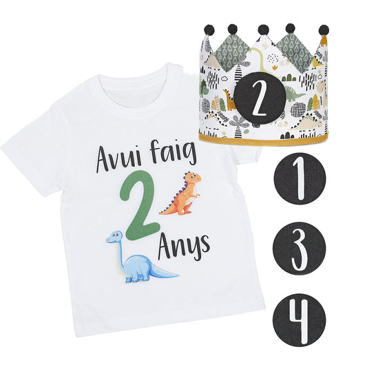 PACK CORONA + CAMISETA CUMPLEAÑOS ·JURASSIC· - Happy Moments Baby
