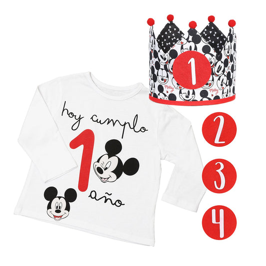 PACK CORONA + CAMISETA CUMPLEAÑOS ·MICKEY· - Happy Moments Baby
