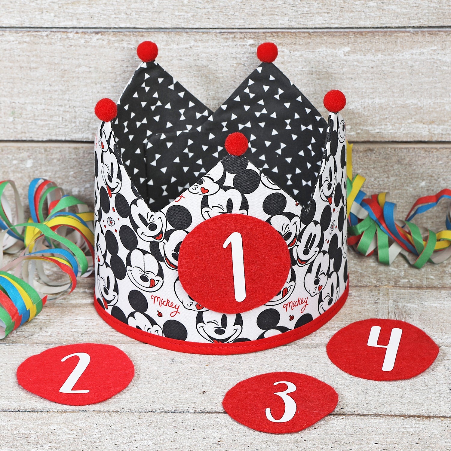 PACK CORONA + CAMISETA + TOPPER CUMPLEAÑOS ·MICKEY· - Happy Moments Baby