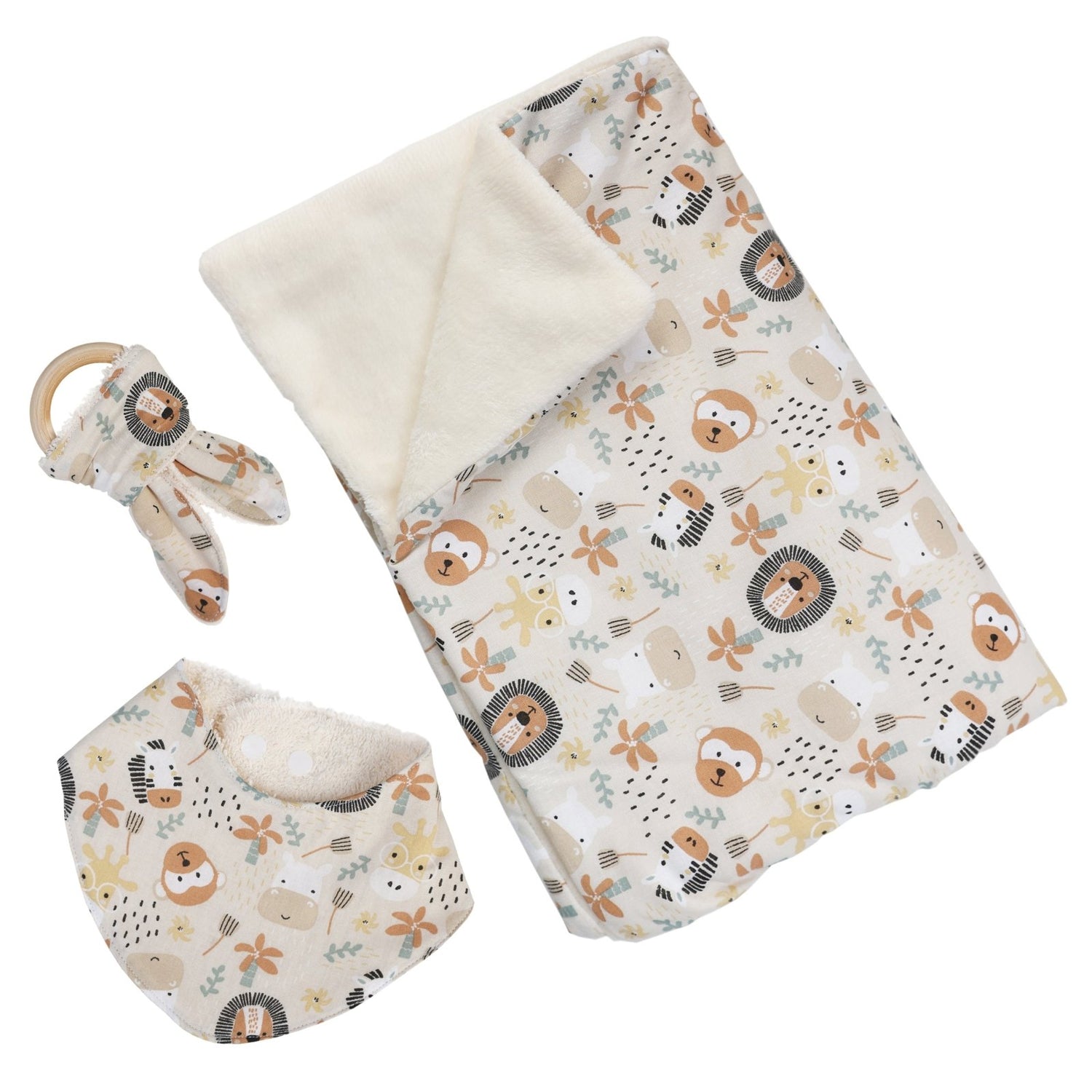 PACK NEWBORN: BANDANA MORDEDOR Y MANTA ·SAVANA· - Happy Moments Baby