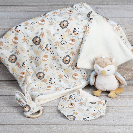 PACK NEWBORN: BANDANA MORDEDOR Y MANTA ·SAVANA· - Happy Moments Baby