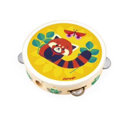 PANDERETA DE MADERA JANOD ·GIOIA PANDA ROJO· - Happy Moments Baby