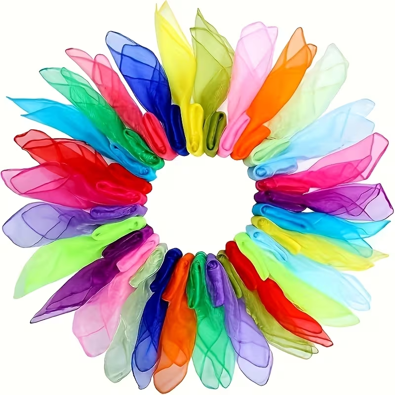 Surtido de colores de pañuelos sensoriales sobre fondo blanco; venta de una unidad de color aleatorio
