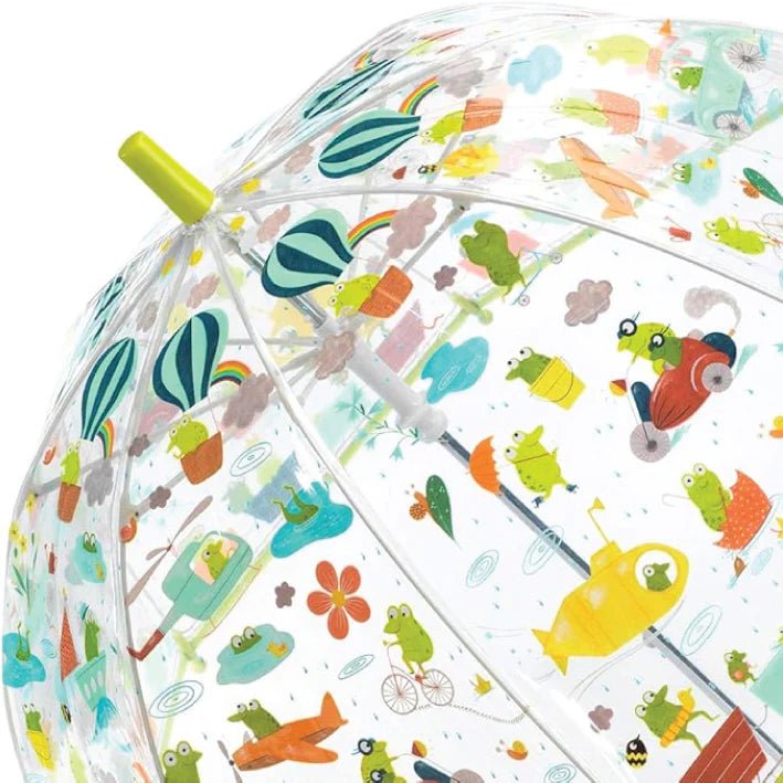 PARAGUAS INFANTIL DJECO TRANSPARENTE ·RANITAS· - Happy Moments Baby