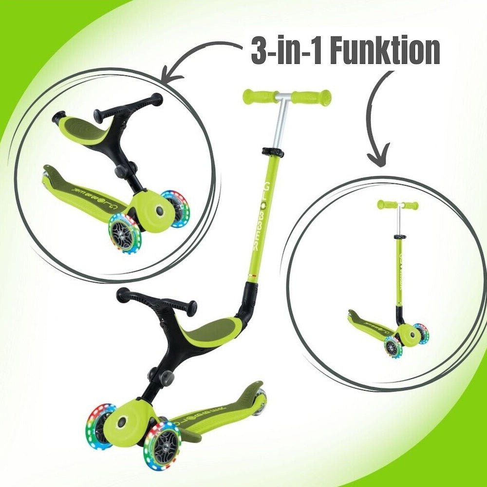 PATINETE EVOLUTIVO GLOBBER ·GO UP ACTIVE CON LUCES VERDE LIMA· - Happy Moments Baby