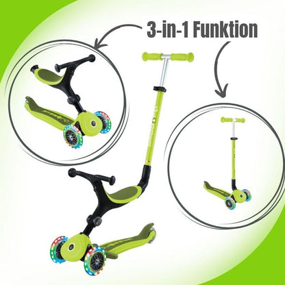 PATINETE EVOLUTIVO GLOBBER ·GO UP ACTIVE CON LUCES VERDE LIMA· - Happy Moments Baby