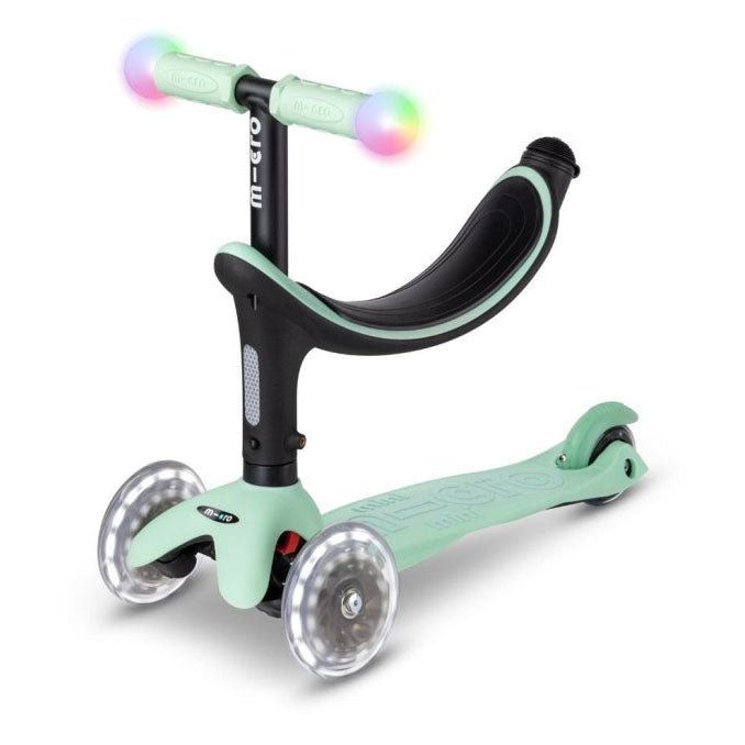 PATINETE EVOLUTIVO MICRO 3 EN 1 CON LUCES ·DELUXE MAGIC MENTA· - Happy Moments Baby