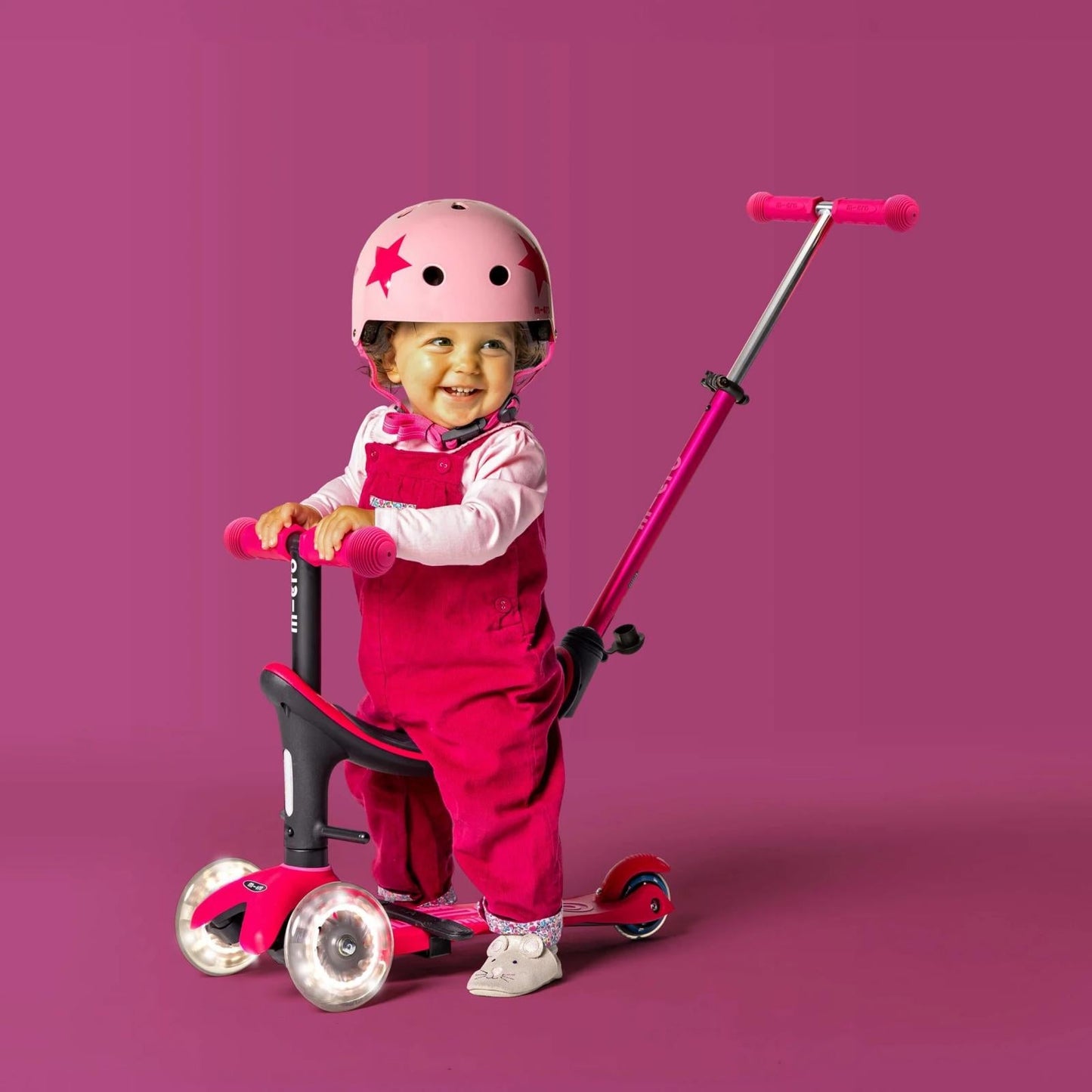 PATINETE EVOLUTIVO MICRO 4 EN 1 CON LUCES ·DELUXE LED ROSA· - Happy Moments Baby