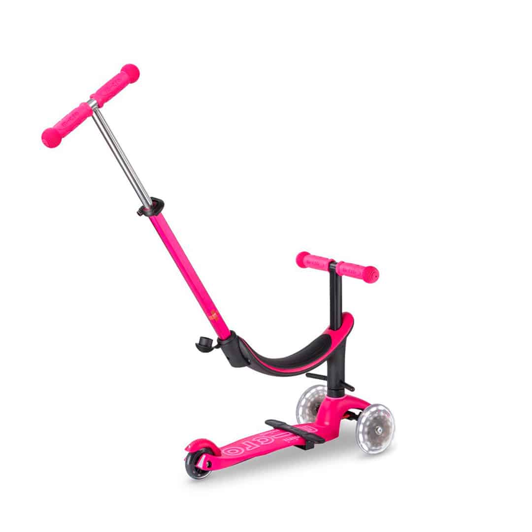 PATINETE EVOLUTIVO MICRO 4 EN 1 CON LUCES ·DELUXE LED ROSA· - Happy Moments Baby