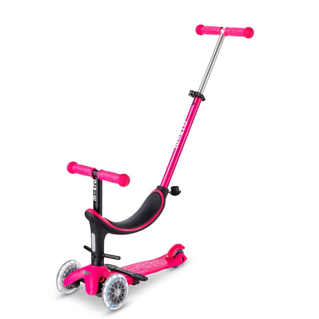 PATINETE EVOLUTIVO MICRO 4 EN 1 CON LUCES ·DELUXE LED ROSA· - Happy Moments Baby