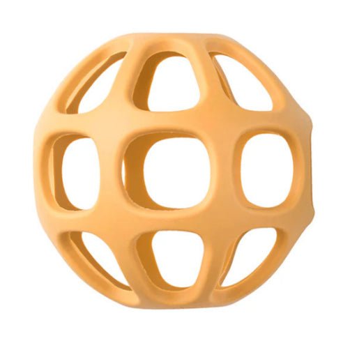 PELOTA SENSORIAL SILICONA SARO ·MOSTAZA· - Happy Moments Baby