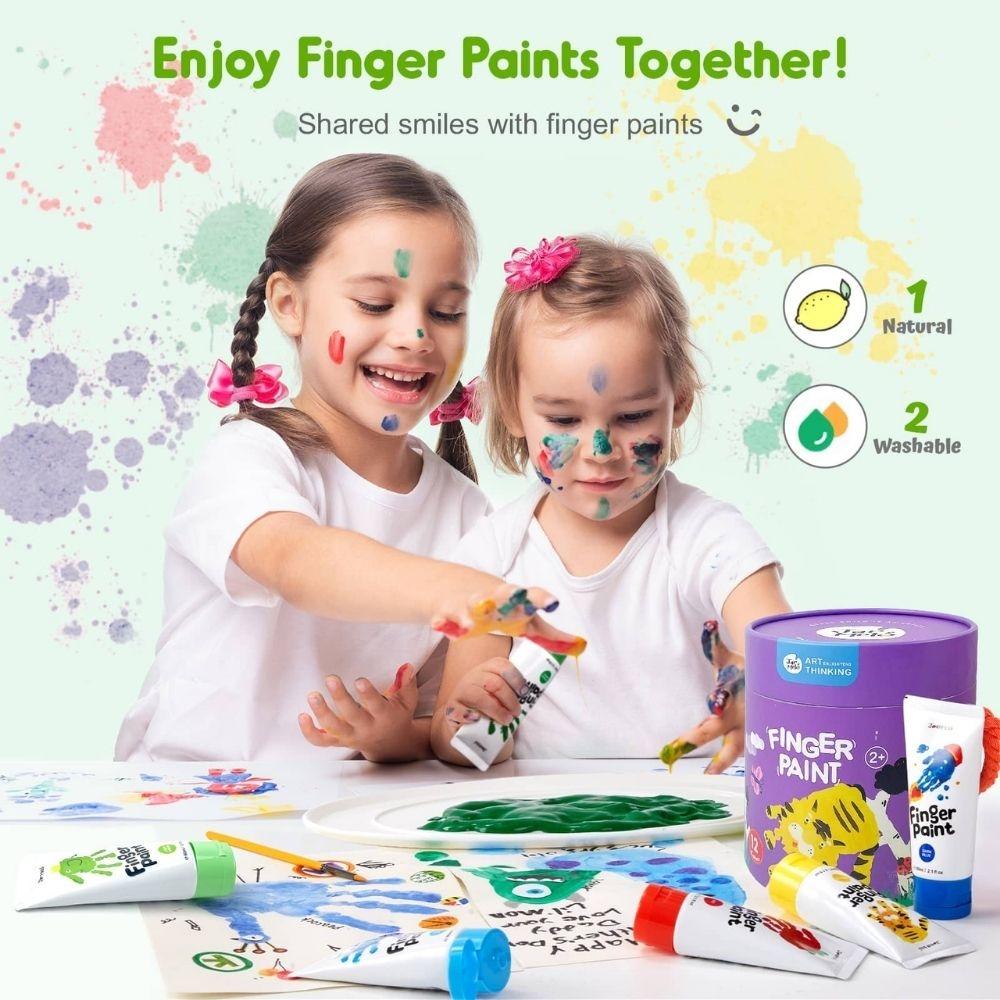 PINTURA DE DEDOS JARMELO ·CUBO 12 COLORES· - Happy Moments Baby