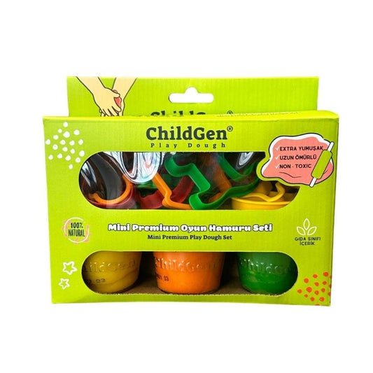 PLASTILINA NATURAL CHILDGEN ·SET DE 3 BOTES 125g + 8 MOLDES· - Happy Moments Baby