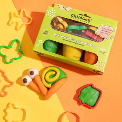 PLASTILINA NATURAL CHILDGEN ·SET DE 3 BOTES 125g + 8 MOLDES· - Happy Moments Baby