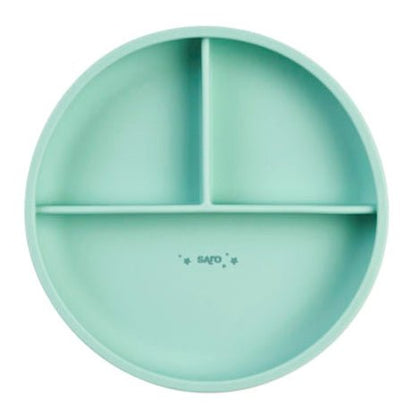PLATO DE SILICONA CON SECCIONES Y VENTOSA ·FOOD&FUN MINT· - Happy Moments Baby