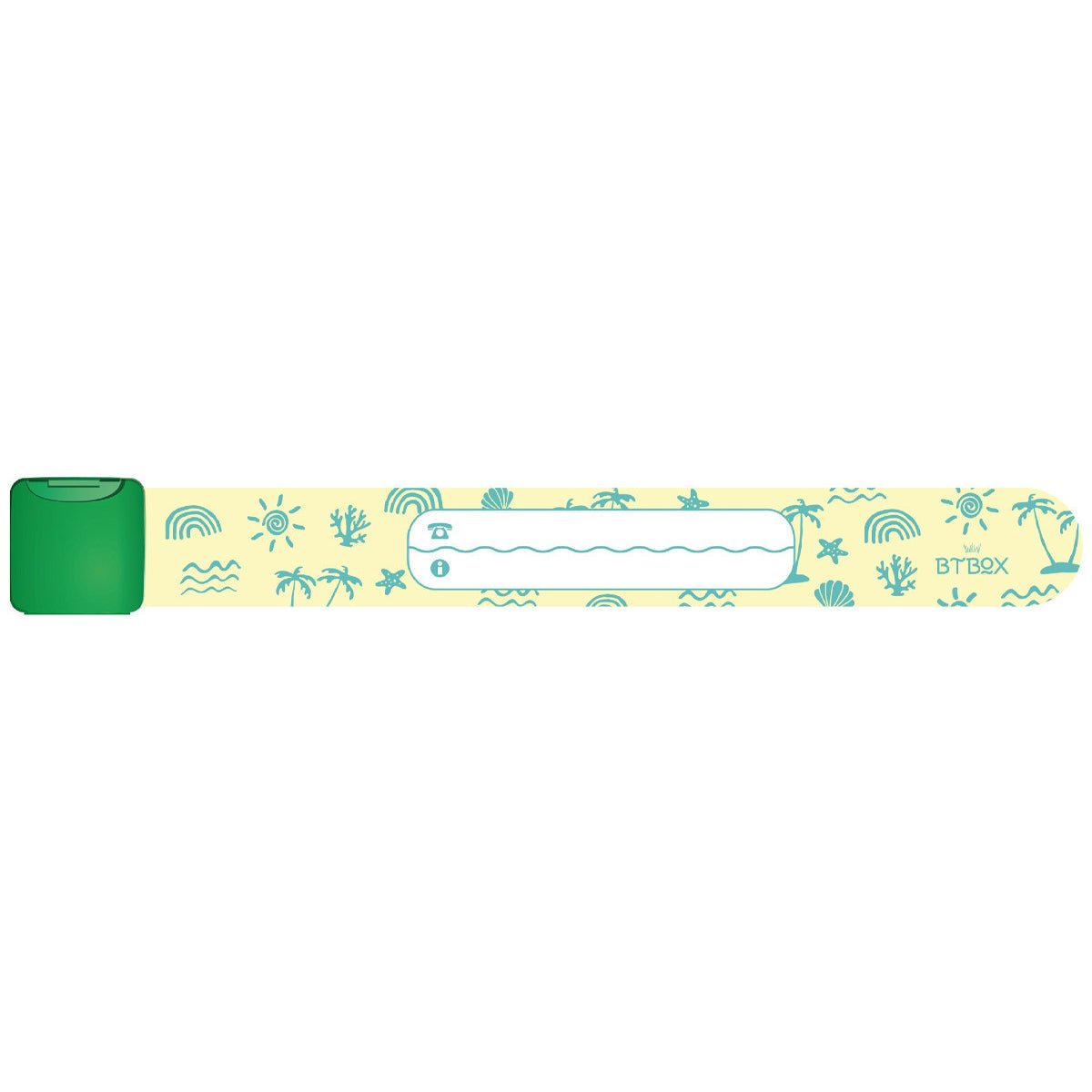 PULSERA IDENTIFICATIVA INFANTIL INFOBAND BTBOX ·NEON PALMS· - Happy Moments Baby