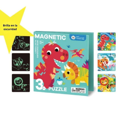 PUZLE MAGNÉTICO JARMELO 3 EN 1 ·DINOS· - Happy Moments Baby