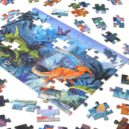 PUZZLE 1,5M 200 PIEZAS FLUORESCENTE HAPE ·DINOSAURIOS· - Happy Moments Baby