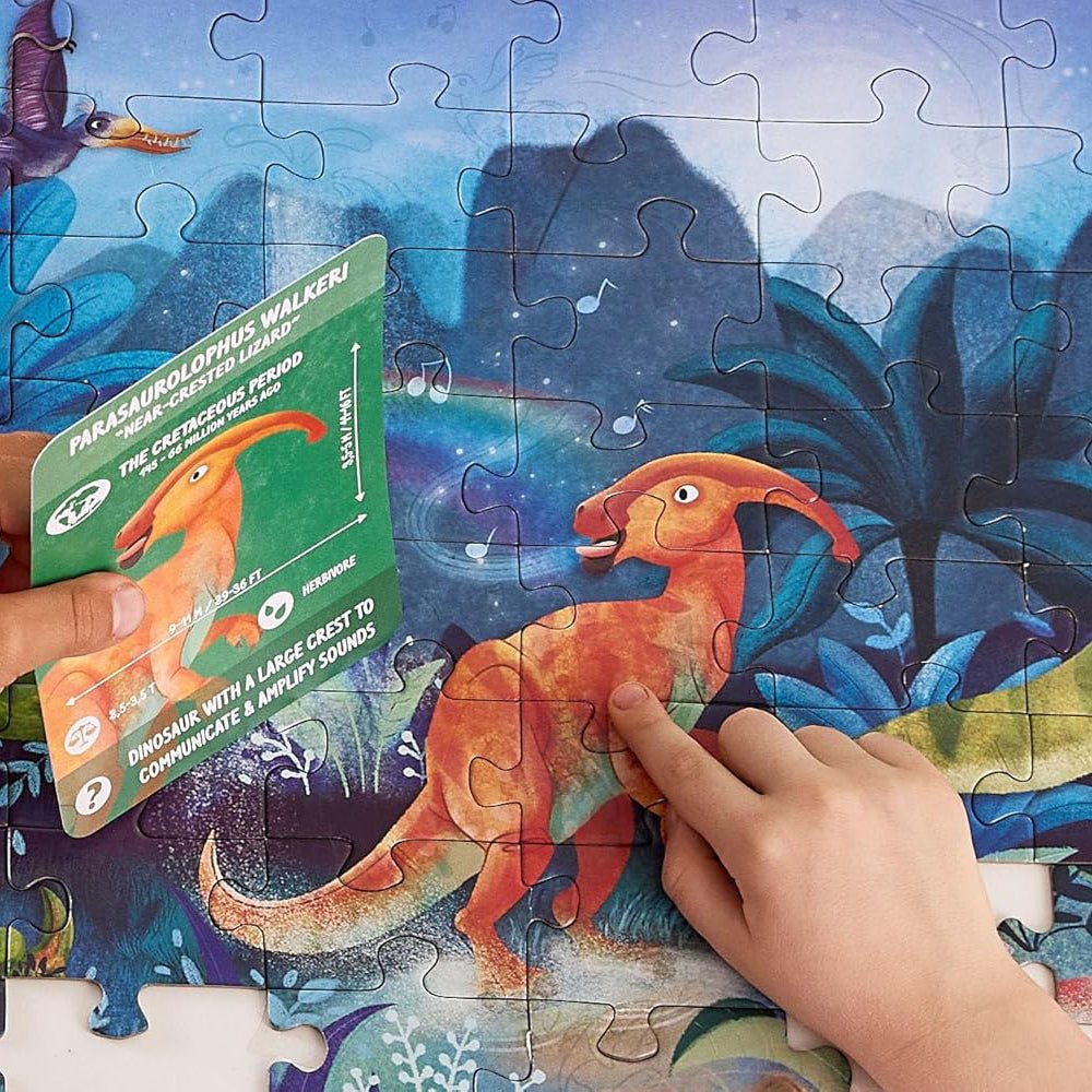 PUZZLE 1,5M 200 PIEZAS FLUORESCENTE HAPE ·DINOSAURIOS· - Happy Moments Baby