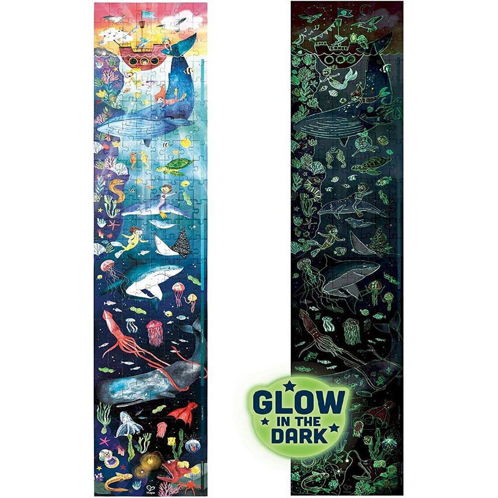 PUZZLE 1,5M 200 PIEZAS FLUORESCENTE HAPE ·MUNDO MARINO· - Happy Moments Baby
