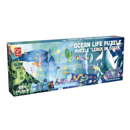 PUZZLE 1,5M 200 PIEZAS FLUORESCENTE HAPE ·MUNDO MARINO· - Happy Moments Baby