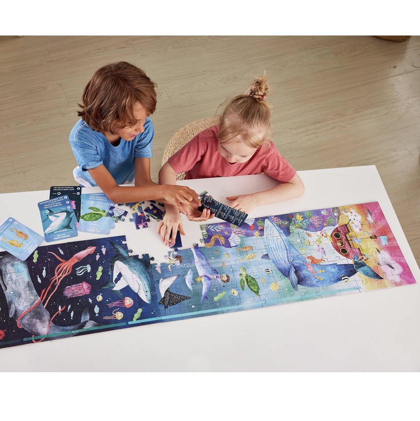 PUZZLE 1,5M 200 PIEZAS FLUORESCENTE HAPE ·MUNDO MARINO· - Happy Moments Baby