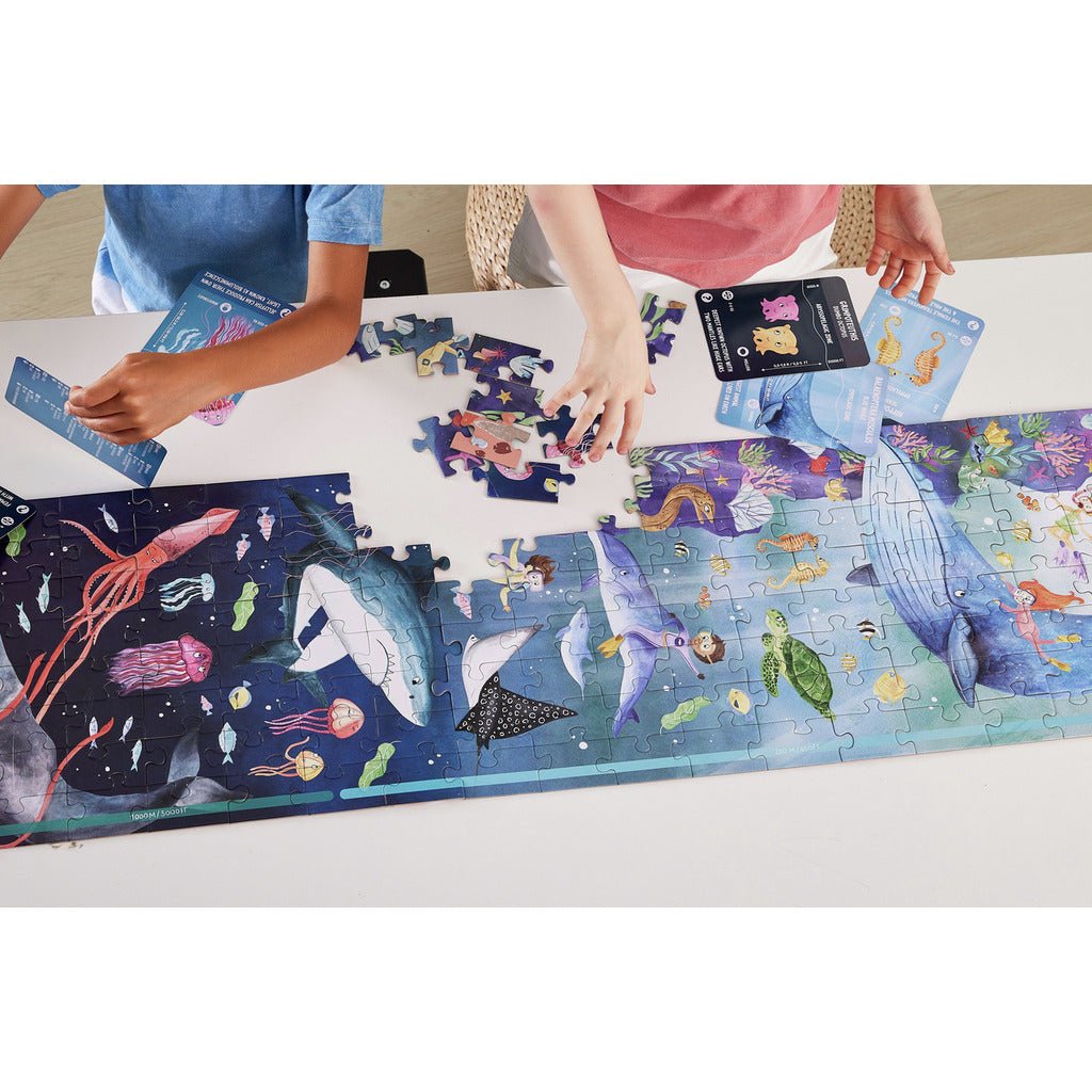 PUZZLE 1,5M 200 PIEZAS FLUORESCENTE HAPE ·MUNDO MARINO· - Happy Moments Baby