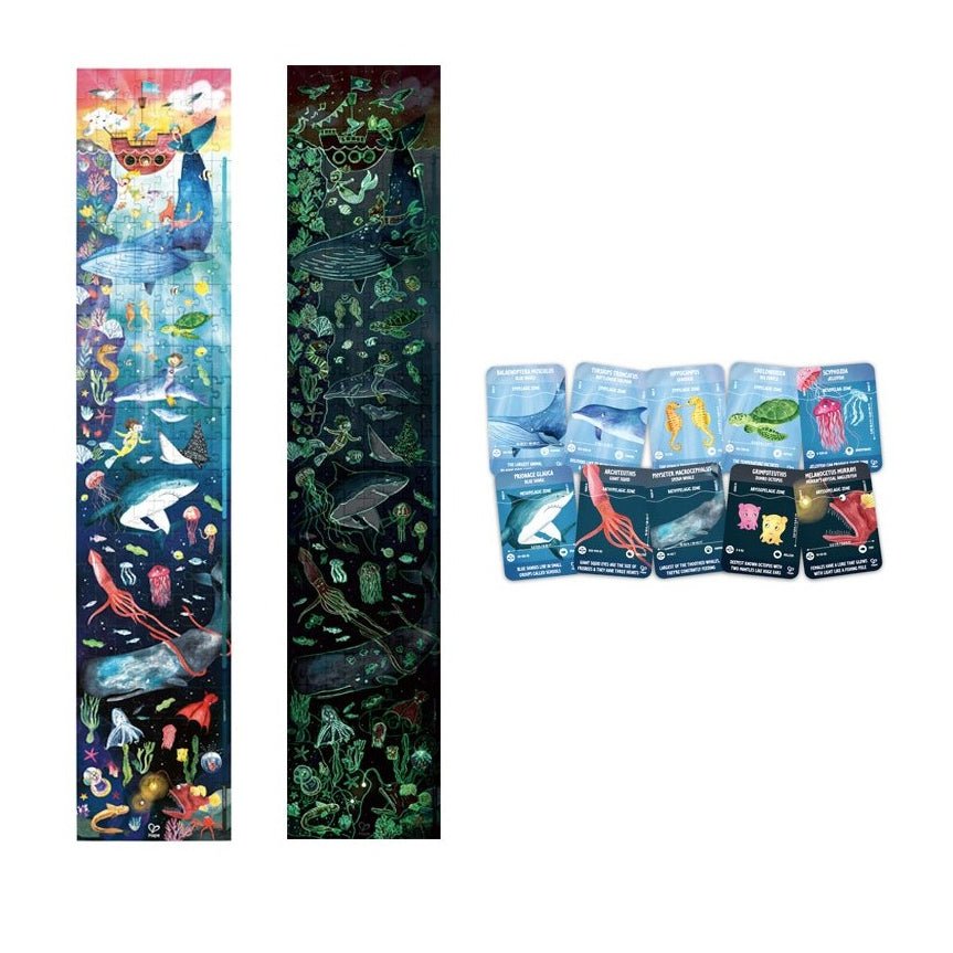 PUZZLE 1,5M 200 PIEZAS FLUORESCENTE HAPE ·MUNDO MARINO· - Happy Moments Baby