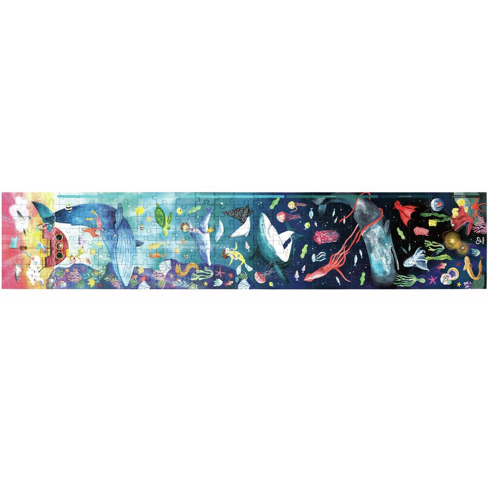 PUZZLE 1,5M 200 PIEZAS FLUORESCENTE HAPE ·MUNDO MARINO· - Happy Moments Baby
