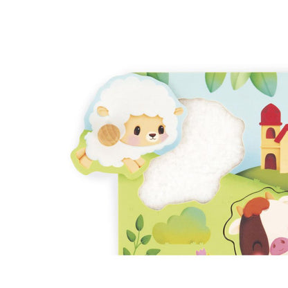 PUZZLE DE MADERA JANOD ·LA GRANJA TÁCTIL· - Happy Moments Baby