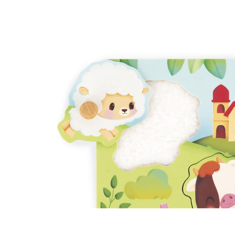 PUZZLE DE MADERA JANOD ·LA GRANJA TÁCTIL· - Happy Moments Baby