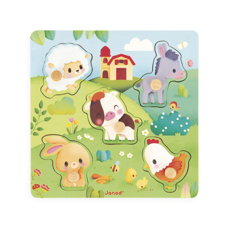 PUZZLE DE MADERA JANOD ·LA GRANJA TÁCTIL· - Happy Moments Baby