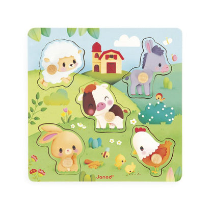 PUZZLE DE MADERA JANOD ·LA GRANJA TÁCTIL· - Happy Moments Baby