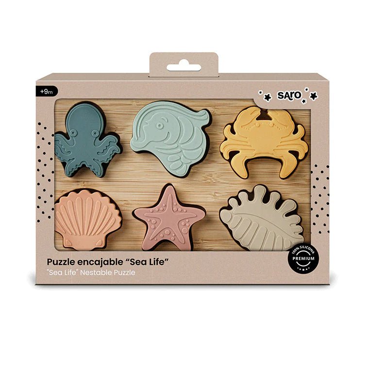 PUZZLE ENCAJABLE SILICONA SARO ·SEA LIFE· - Happy Moments Baby