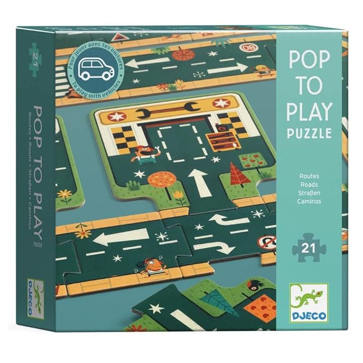 PUZZLE GIGANTE DJECO ·POP TO PLAY CARRETERAS· - Happy Moments Baby