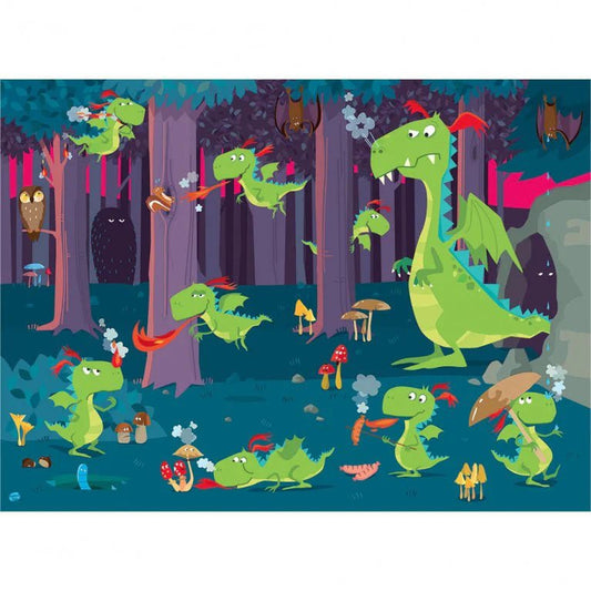 PUZZLE GIGANTE + LIBRO ·DRAGONES EN EL BOSQUE· - Happy Moments Baby