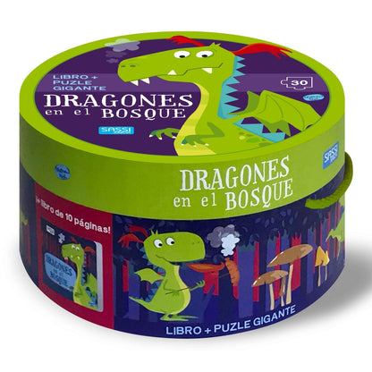 PUZZLE GIGANTE + LIBRO ·DRAGONES EN EL BOSQUE· - Happy Moments Baby