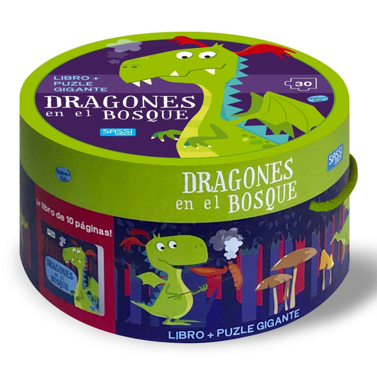 PUZZLE GIGANTE + LIBRO ·DRAGONES EN EL BOSQUE· - Happy Moments Baby