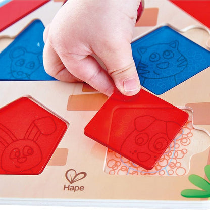 PUZZLE INFANTIL HAPE ·DESCUBRE QUIEN ESTÁ EN CASA· - Happy Moments Baby