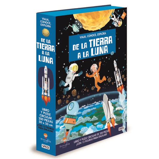 PUZZLE + LIBRO ·DE LA TIERRA A LA LUNA· - Happy Moments Baby