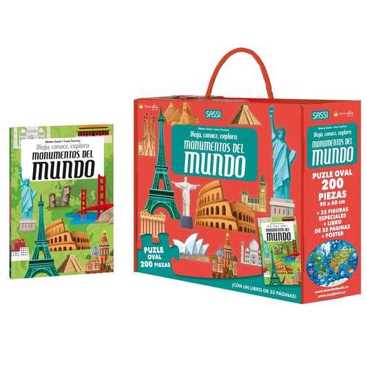 PUZZLE + LIBRO EDUCATIVO ·MONUMENTOS DEL MUNDO· - Happy Moments Baby