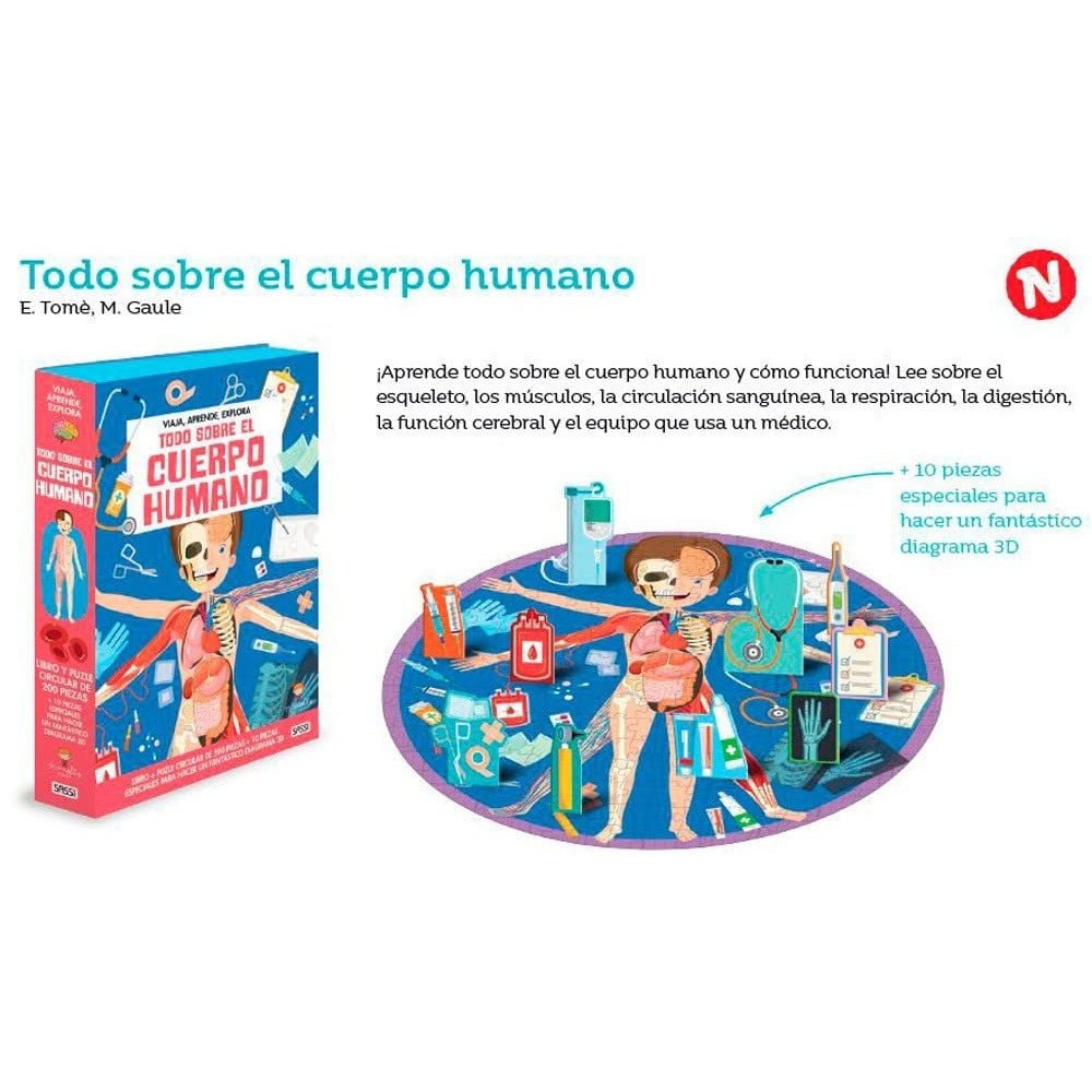 PUZZLE + LIBRO ·TODO SOBRE EL CUERPO HUMANO· - Happy Moments Baby