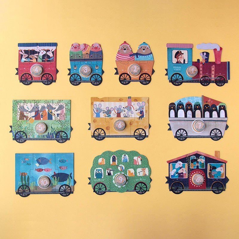 PUZZLE LONDJI 10 MINI PUZZLES ·MY LITTLE TRAIN· - Happy Moments Baby