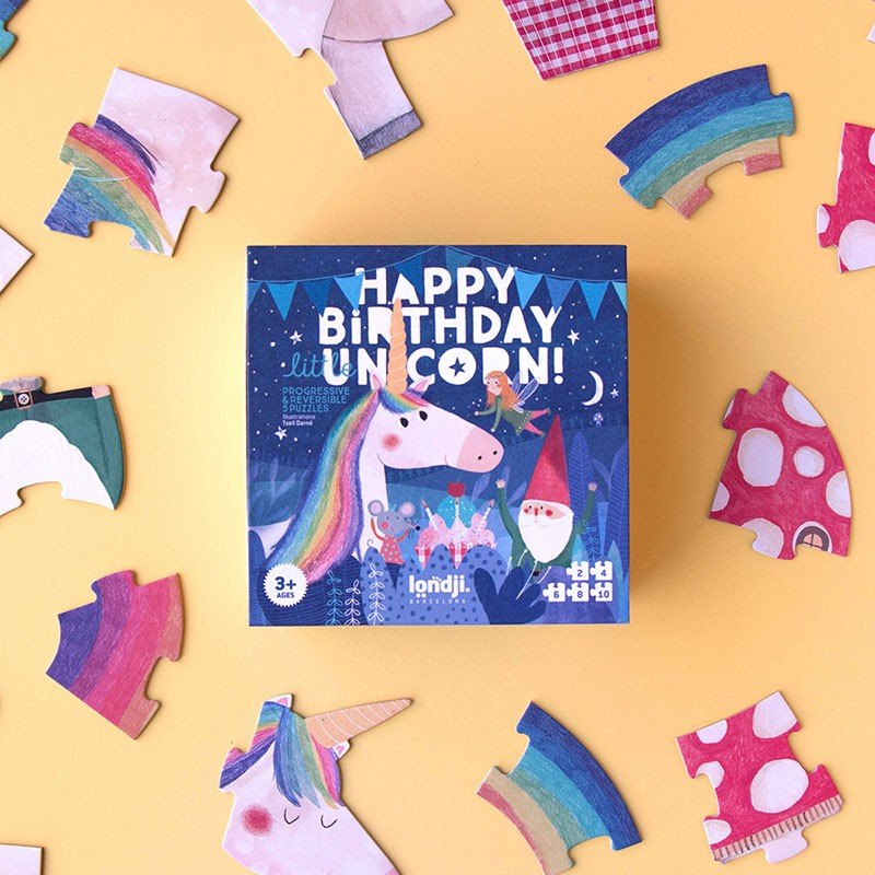 PUZZLE LONDJI 5 PUZZLES ·HAPPY BIRTHDAY MY LITTLE UNICORN· - Happy Moments Baby
