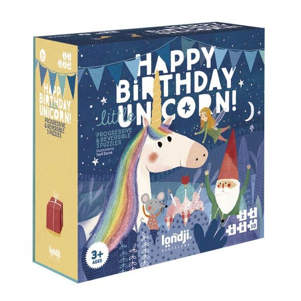 PUZZLE LONDJI 5 PUZZLES ·HAPPY BIRTHDAY MY LITTLE UNICORN· - Happy Moments Baby