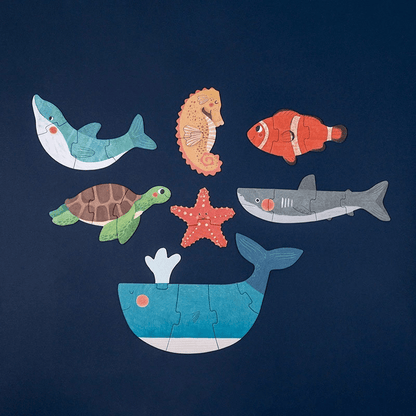 PUZZLE LONDJI 7 PUZZLES REVERSIBLES ·BLUE· - Happy Moments Baby