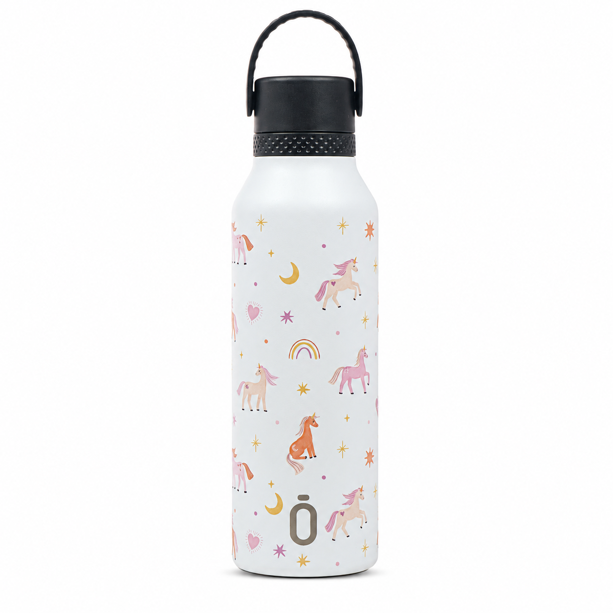 Botella térmica Runbott Mii 600 ml Textura Unela con unicornios y tapón negro