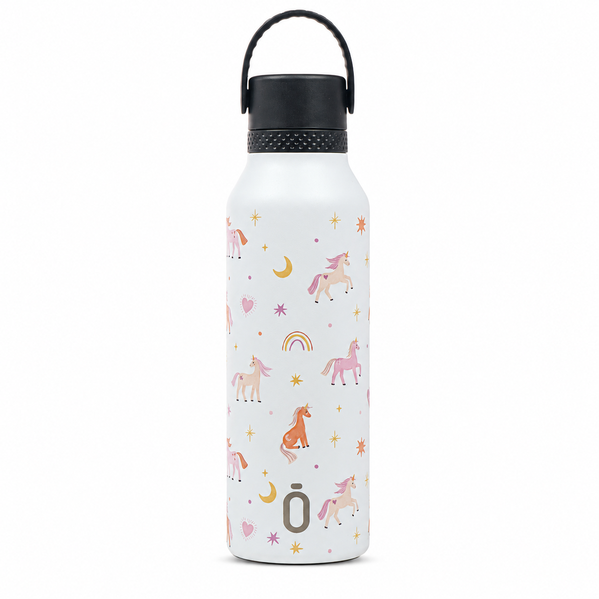 Botella térmica Runbott Mii 600 ml Textura Unela con unicornios y tapón negro