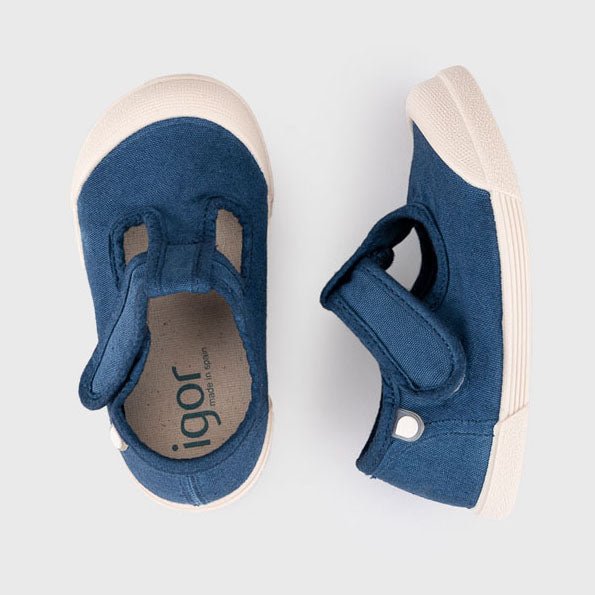 SANDALIAS RESPETUOSAS IGOR ·LONA PEPITO AZUL MARINO· - Happy Moments Baby