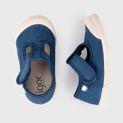 SANDALIAS RESPETUOSAS IGOR ·LONA PEPITO AZUL MARINO· - Happy Moments Baby